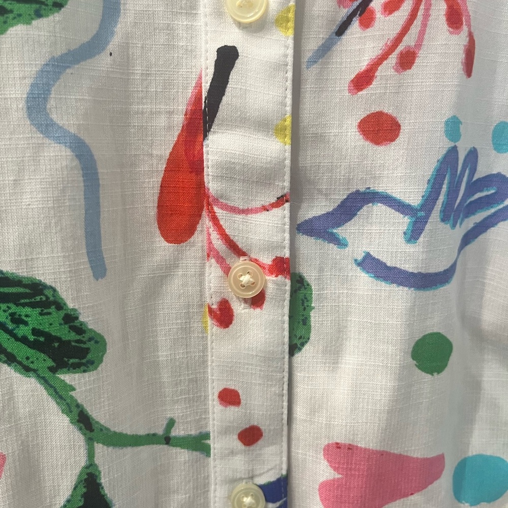 LOFT Red and Blue A-Line Shirt Dress - Picture 10 of 13